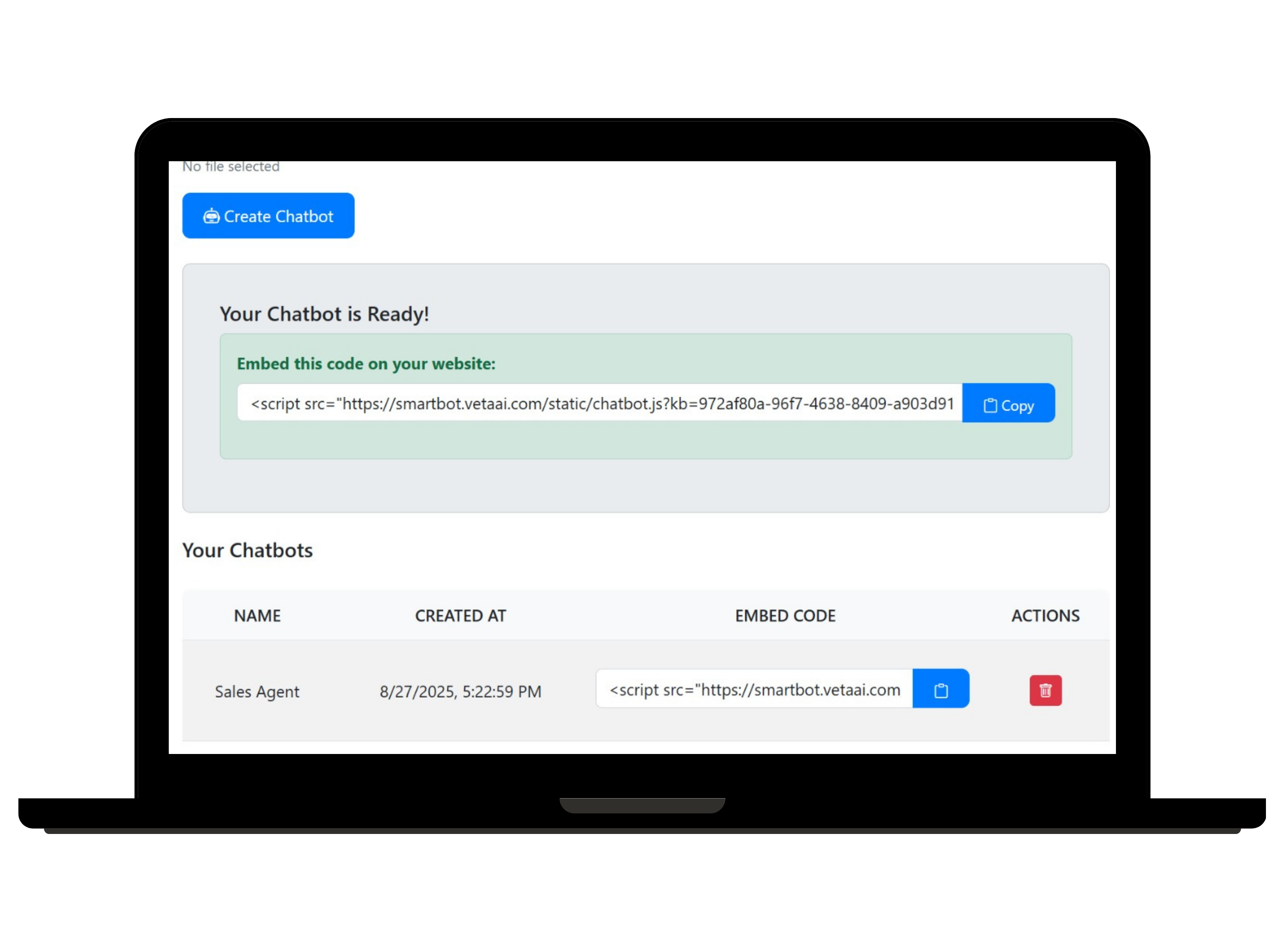 Easy website integration for SmartBot