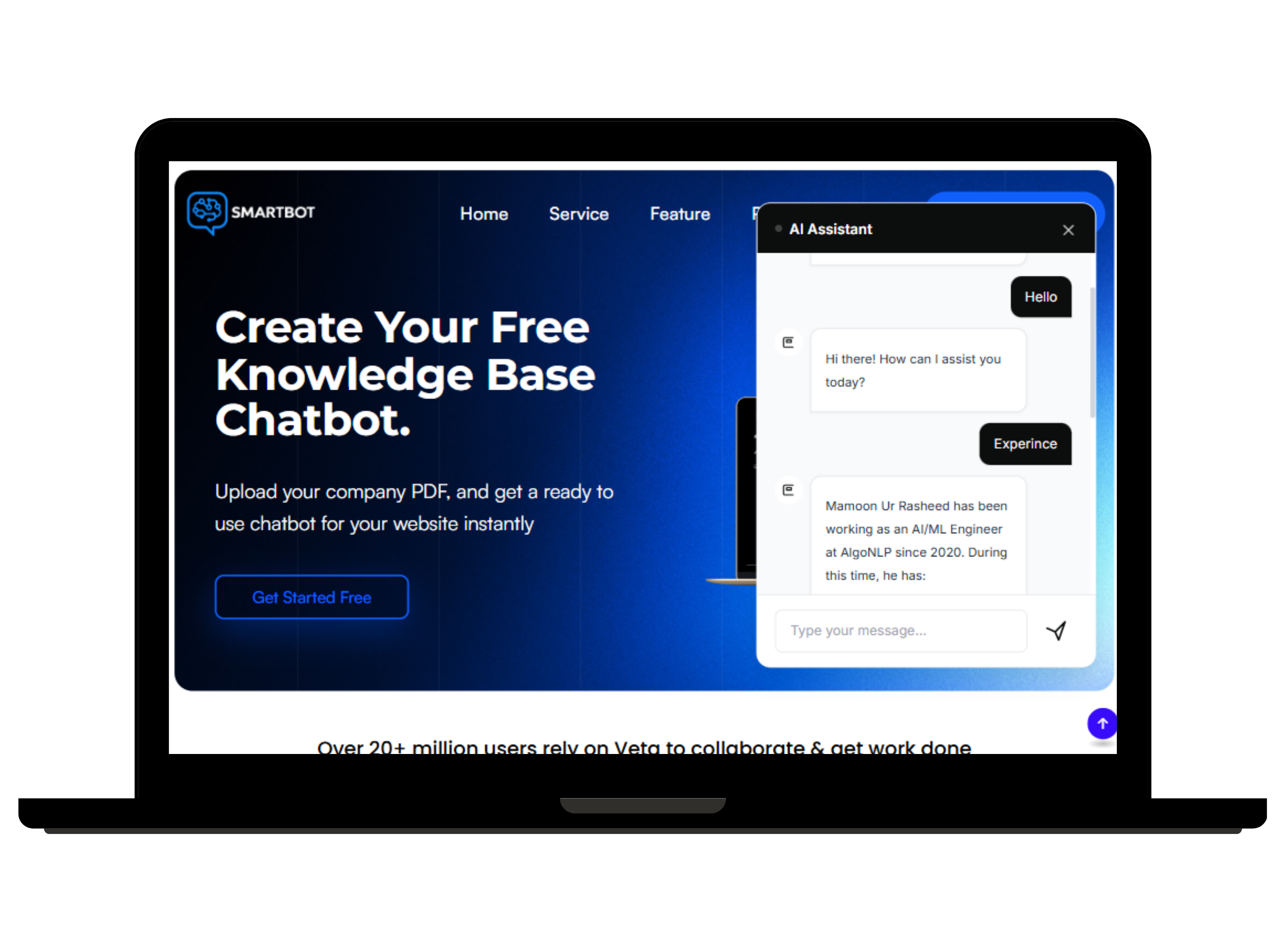 SmartBot knowledge base chatbot interface