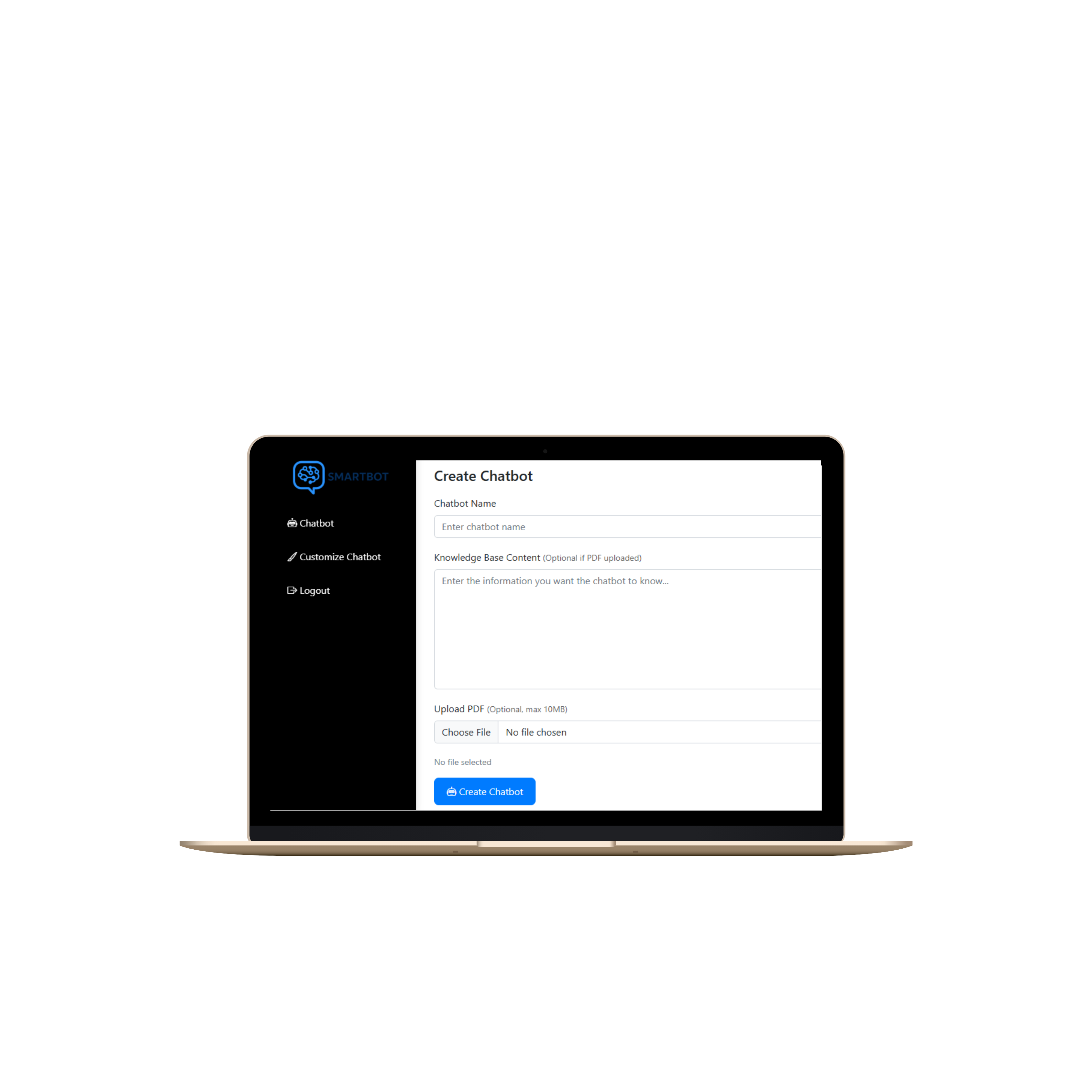 Free AI chatbot builder interface